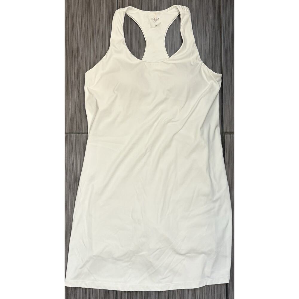 Calia Womens Energize Exercise Dress White Sleeveless Solid WAX15035 Medium